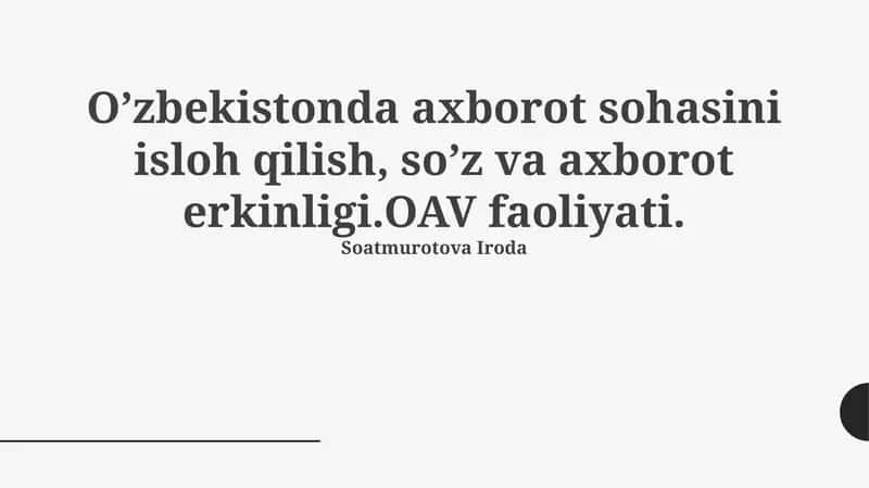 Axborot sohasidagi islohotlar