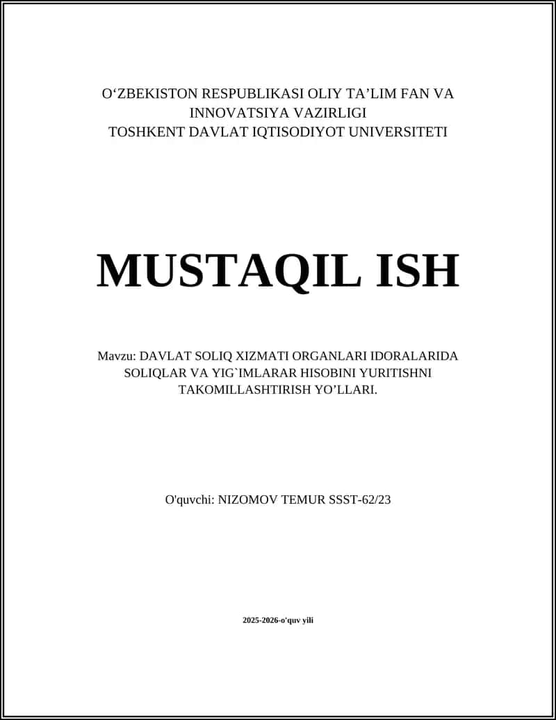 Soliq hisobini yuritishda elektron tizimlarni joriy etish va raqamlashtirish