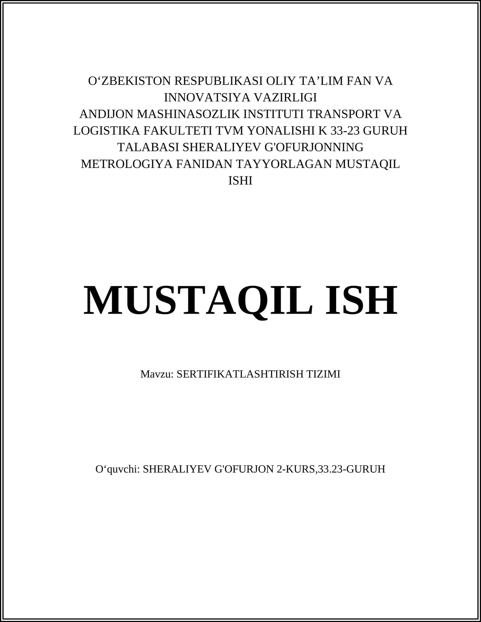 SERTIFIKATLASHTIRISH TIZIMI