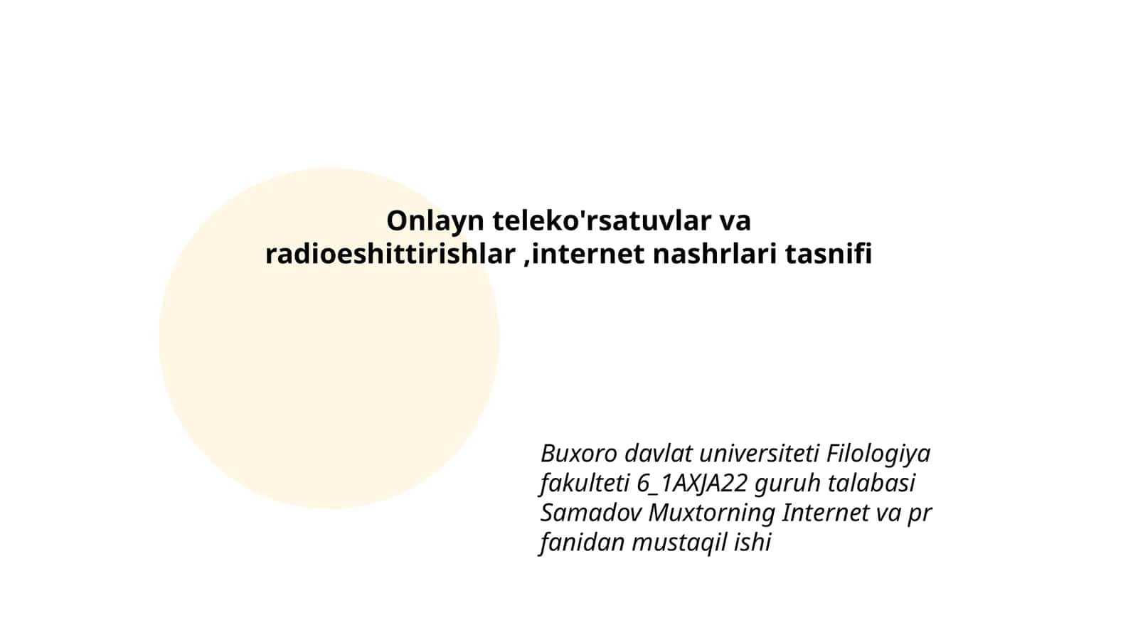 Internet va pr fanidan mustaqil ish