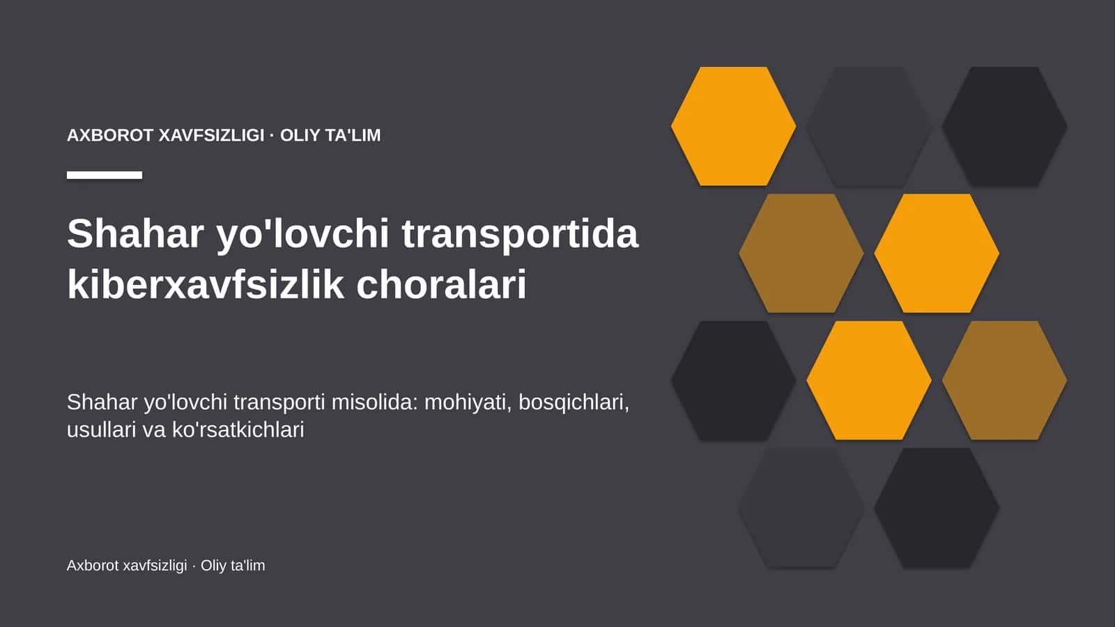 Shahar yo'lovchi transportida kiberxavfsizlik choralari