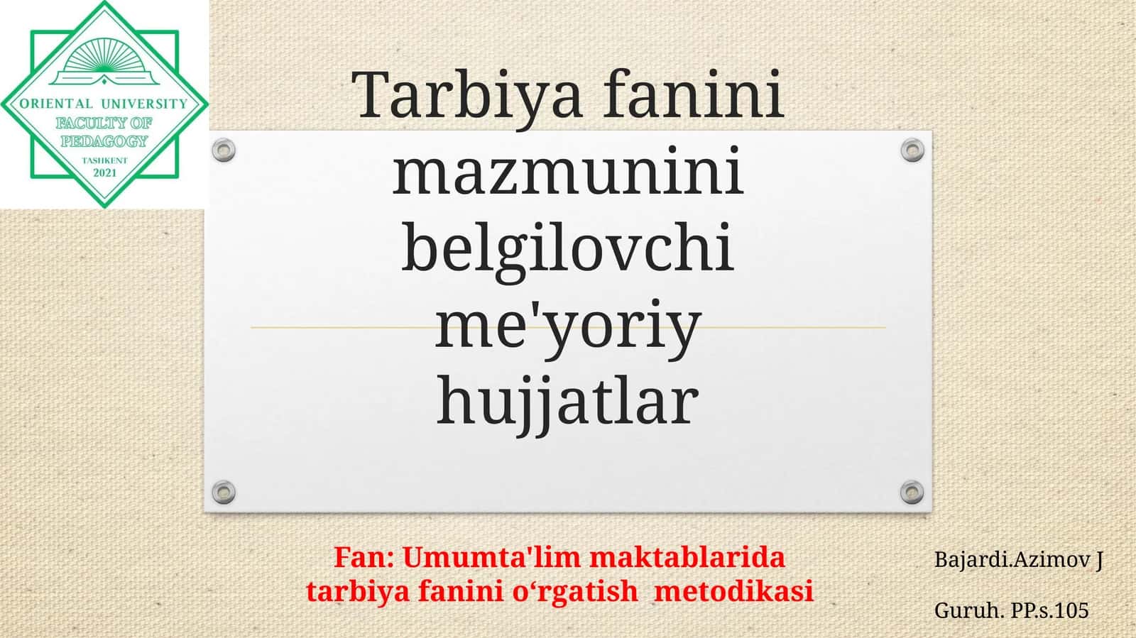 Tarbiya nazariyasining umumiy xususiyatlari