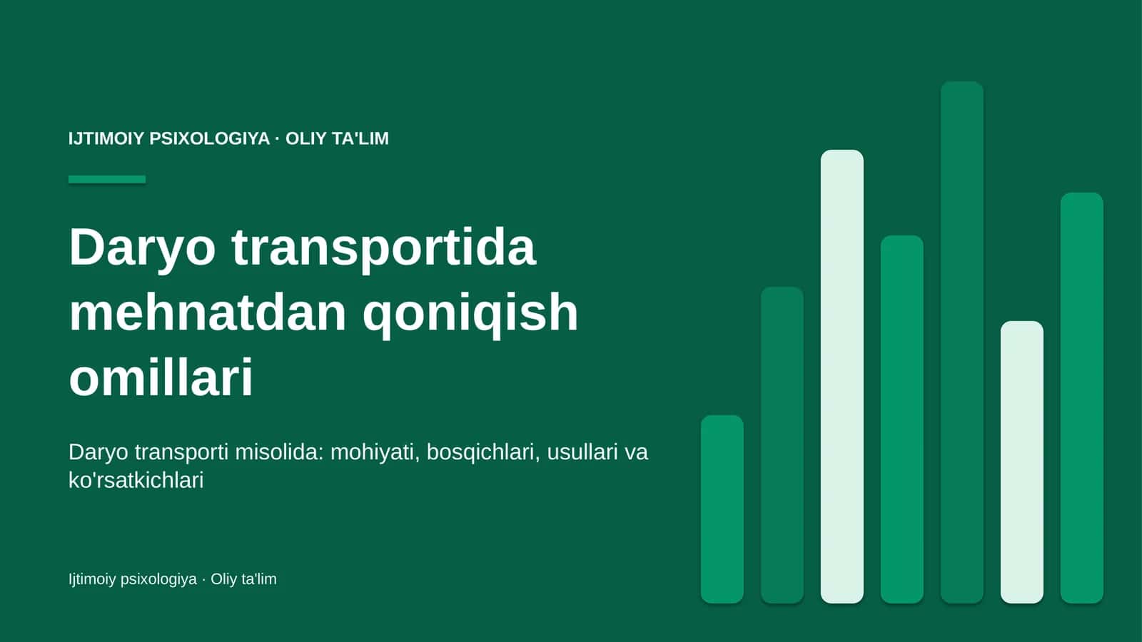 Daryo transportida mehnatdan qoniqish omillari