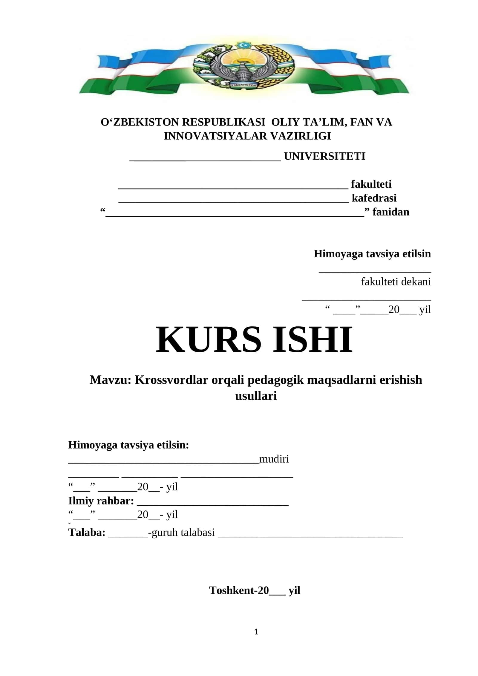 Krossvordlar orqali pedagogik maqsadlarni erishish usullari