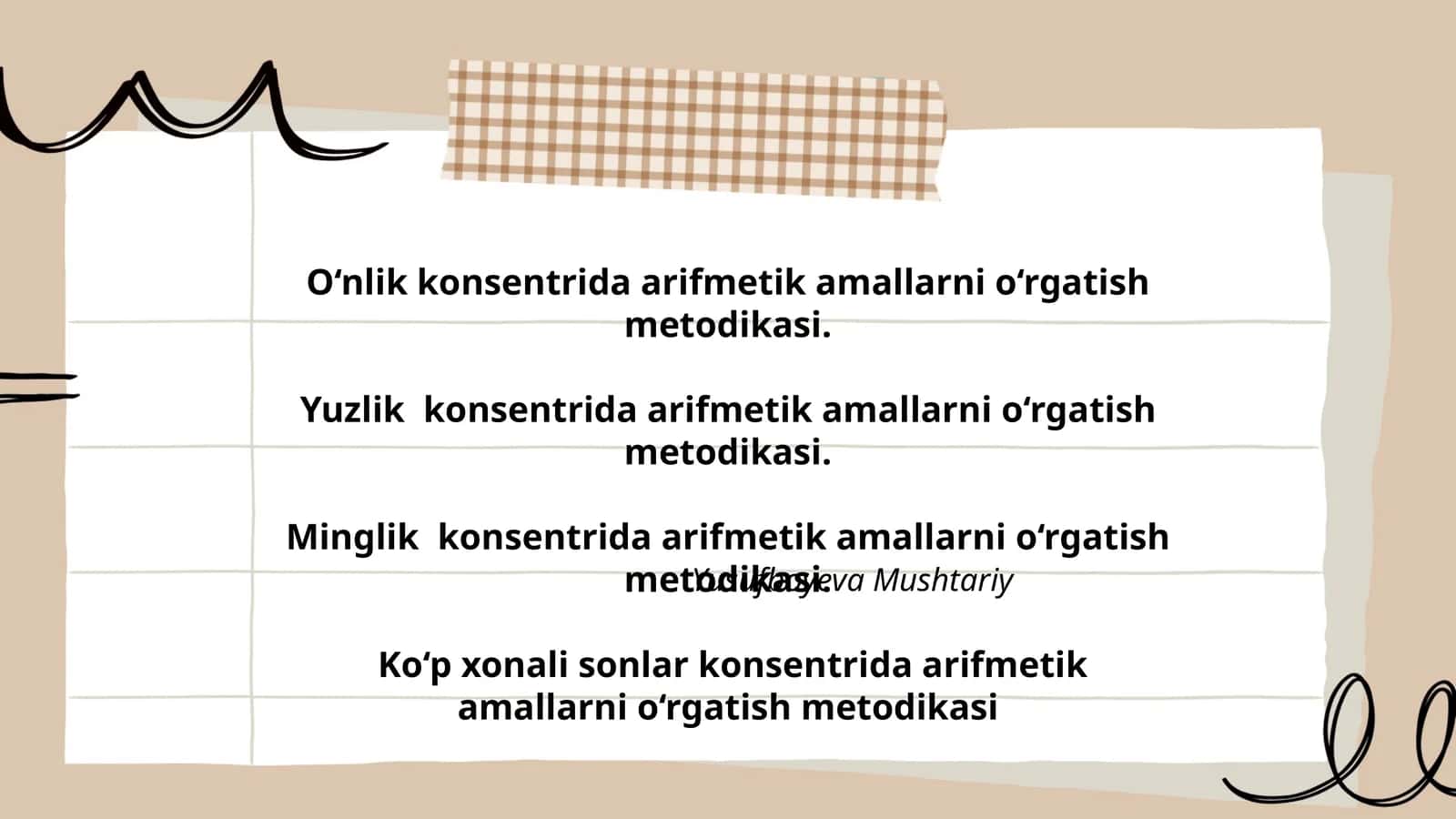 O‘nlik, yuzlik, minglik, ko‘p xonali sonlar konsentrida arifmetik amallarni o‘rgatish metodikasi
