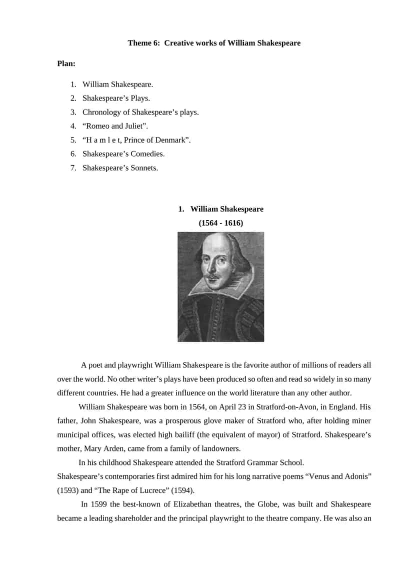 Creative works of William Shakespeare
