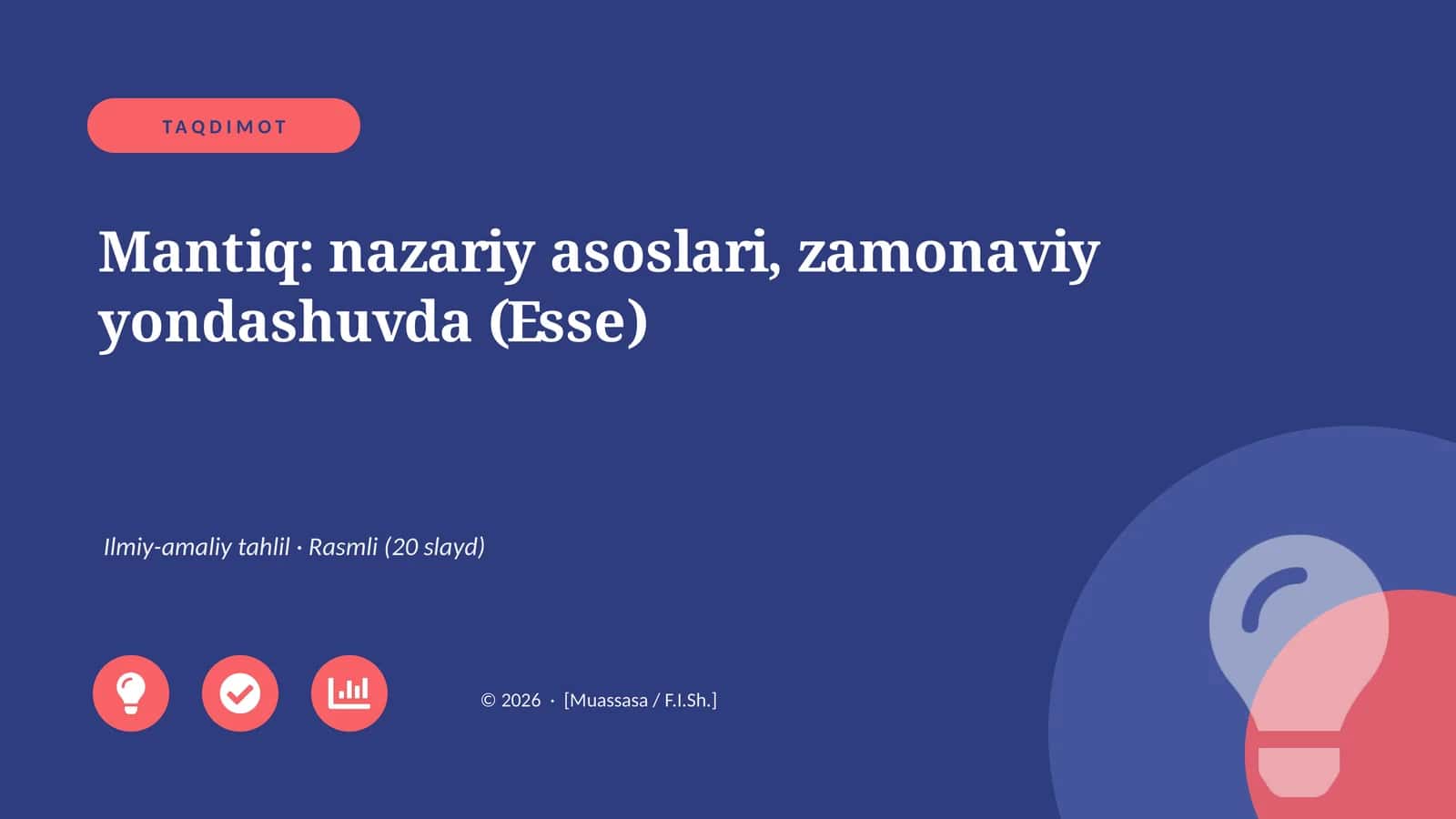Mantiq: nazariy asoslari, zamonaviy yondashuvda (Esse)