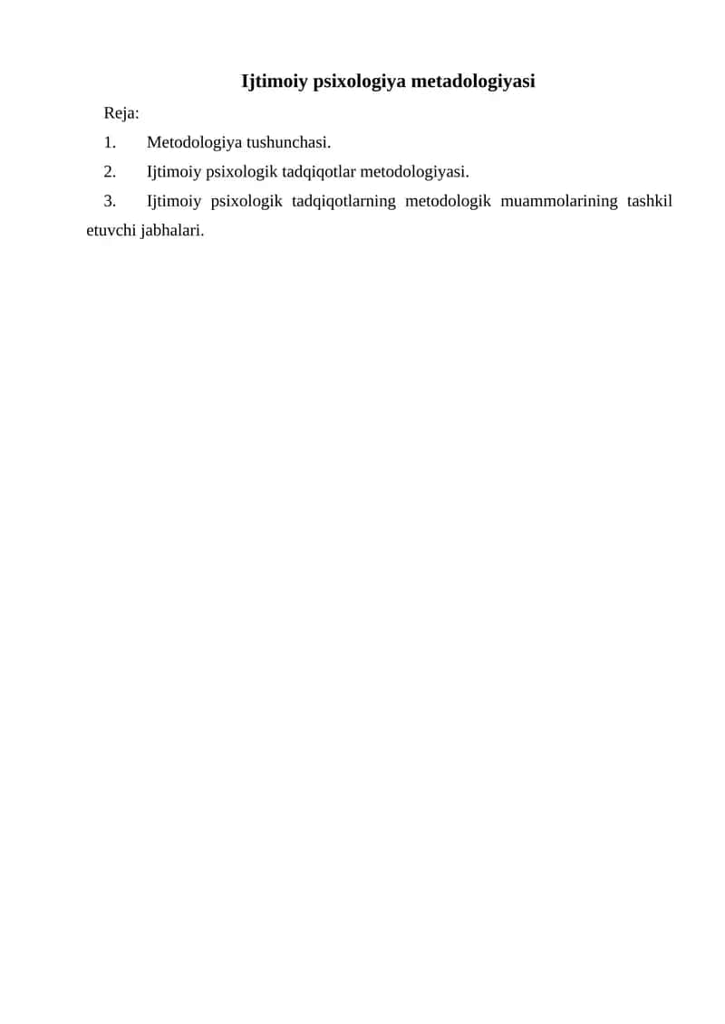 Ijtimoiy psixologiya metadologiyasi
