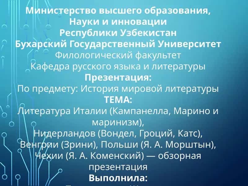 Презентация: История мировой литературы