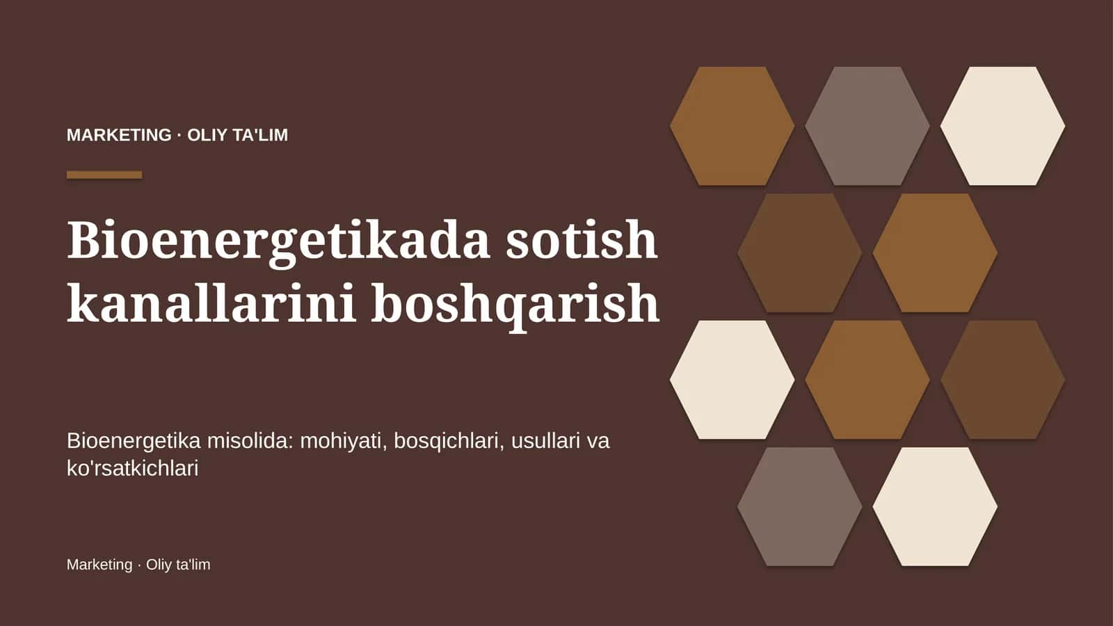 Bioenergetikada sotish kanallarini boshqarish