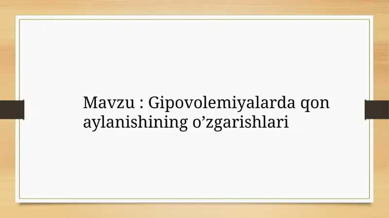 Gipovolemiya qonaylanishi