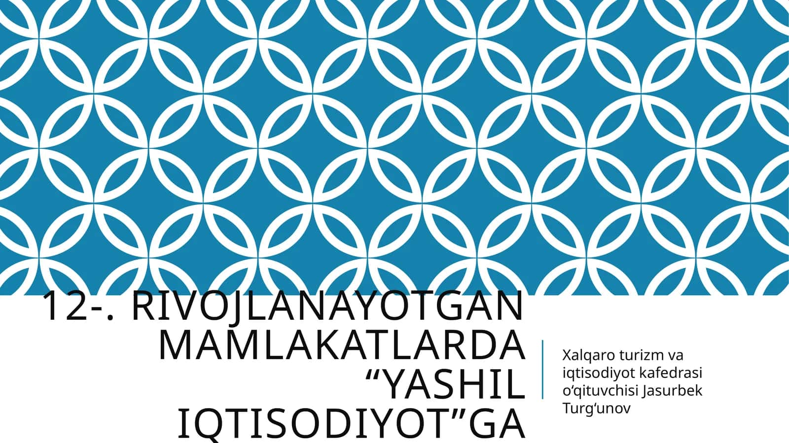 Yashil iqtisodiyotga o'tish tajribasi