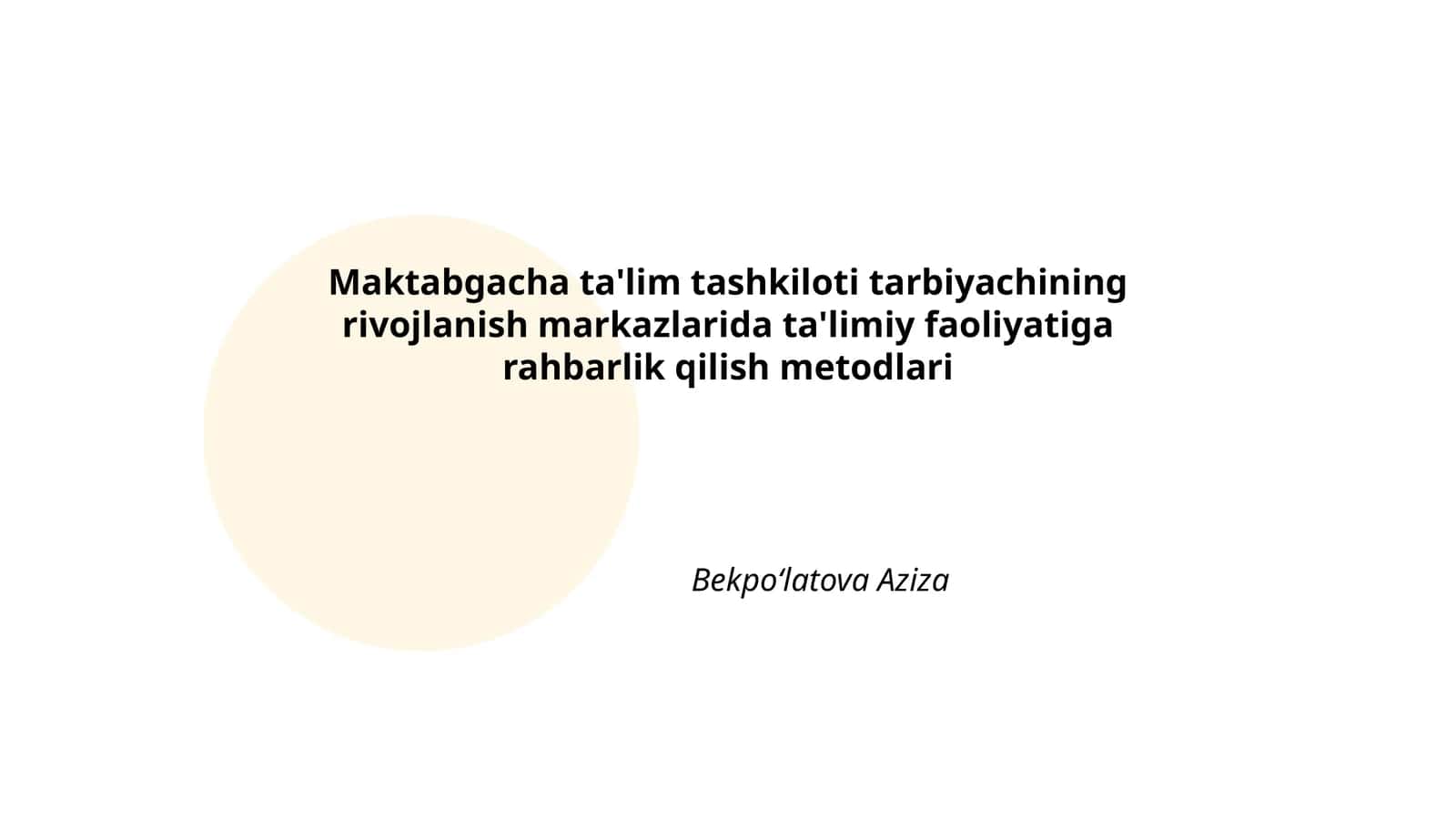 Ta'limiy faoliyatga rahbarlik qilish metodlari