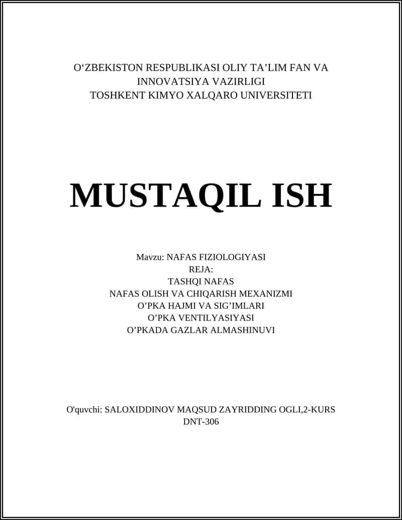 NAFAS FIZIOLOGIYASI