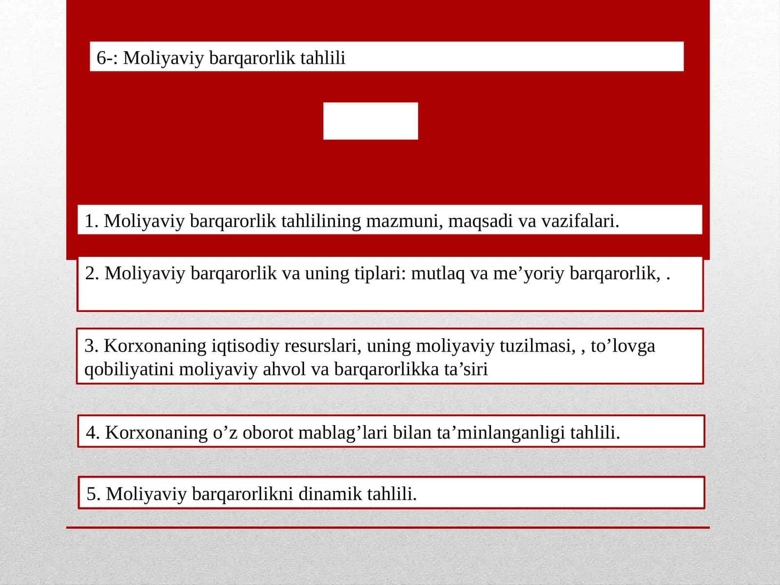 Moliyaviy barqarorlik tahlili
