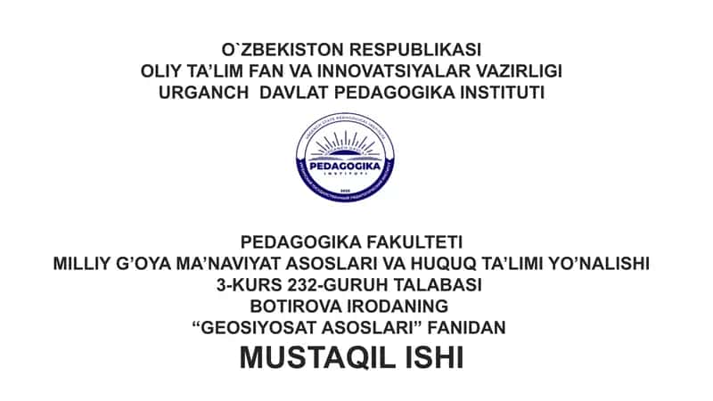 Geosiyosat tushunchasi va uning asosiy aspektlari