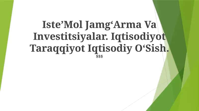 IsteʼMol JamgʻArma Va Investitsiyalar