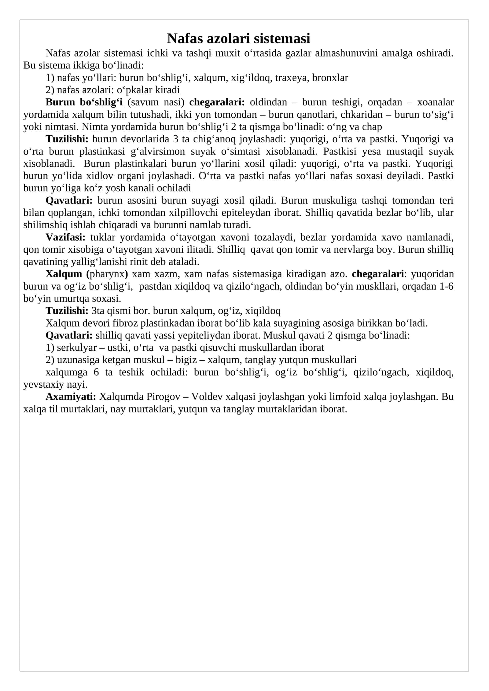 Nafas a'zolari sistemasi