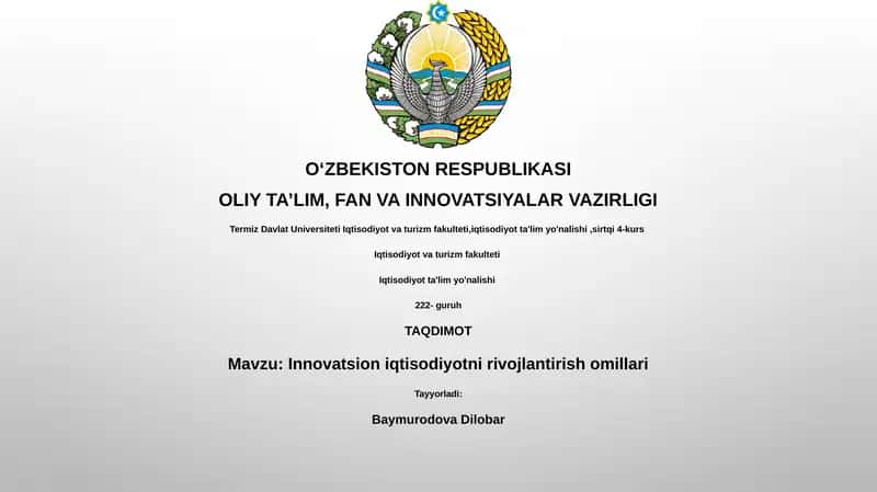 Innovatsion iqtisodiyotni rivojlantirish omillari