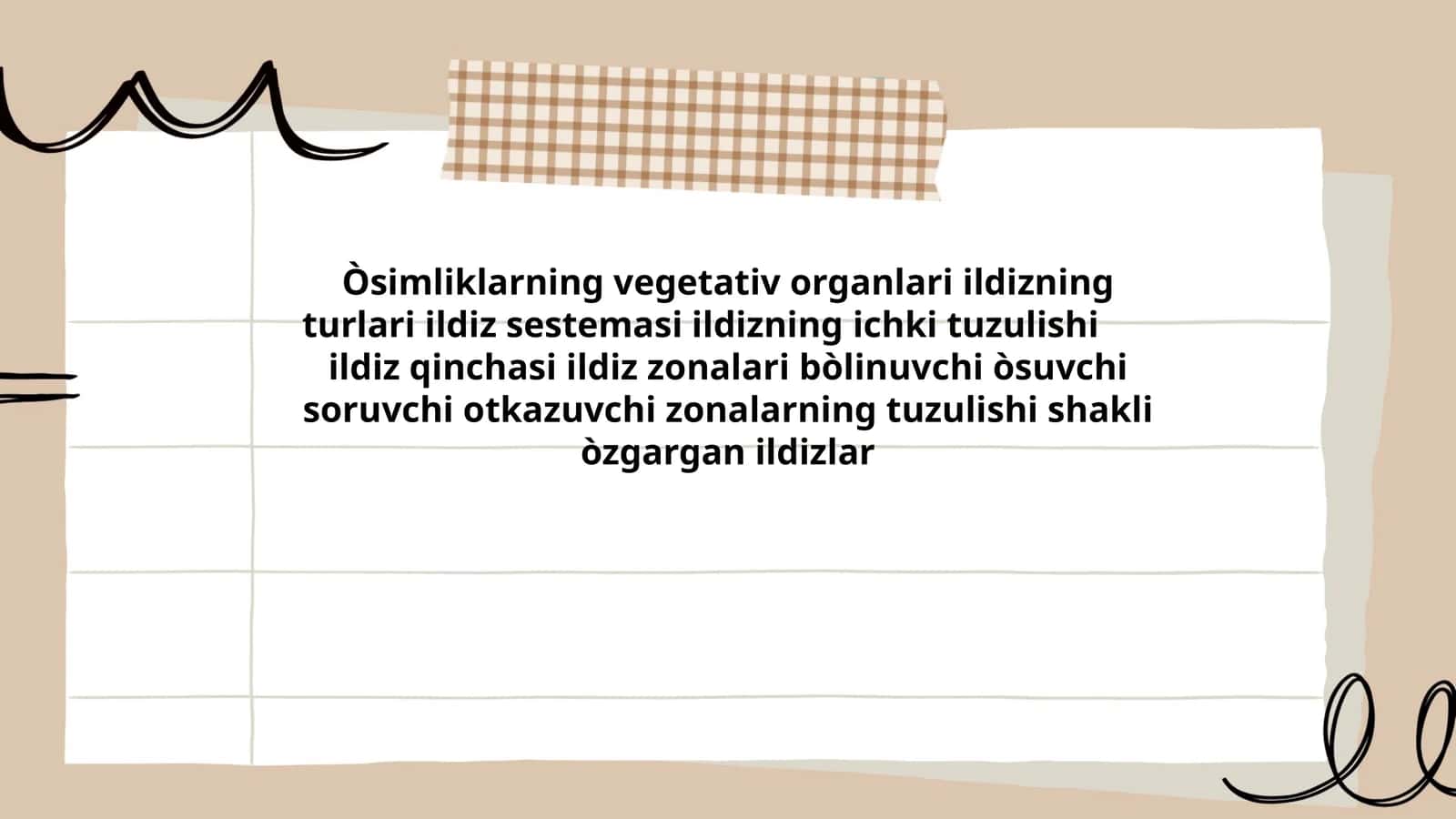 Òsimliklarning vegetativ organlari