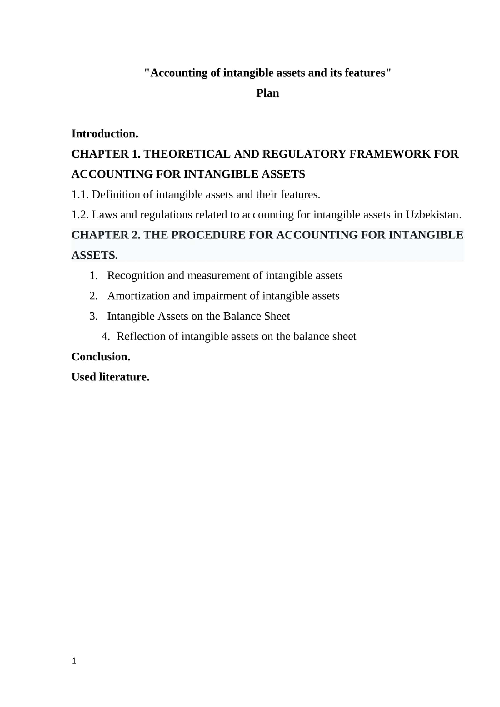 Accounting of intangible assets and its features