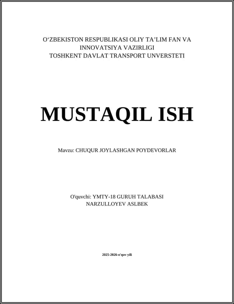 CHUQUR JOYLASHGAN POYDEVORLAR