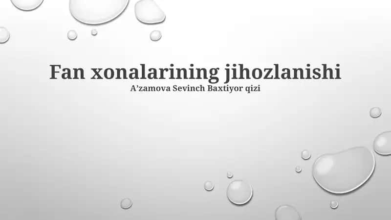 Fan xonalarining jihozlanishi