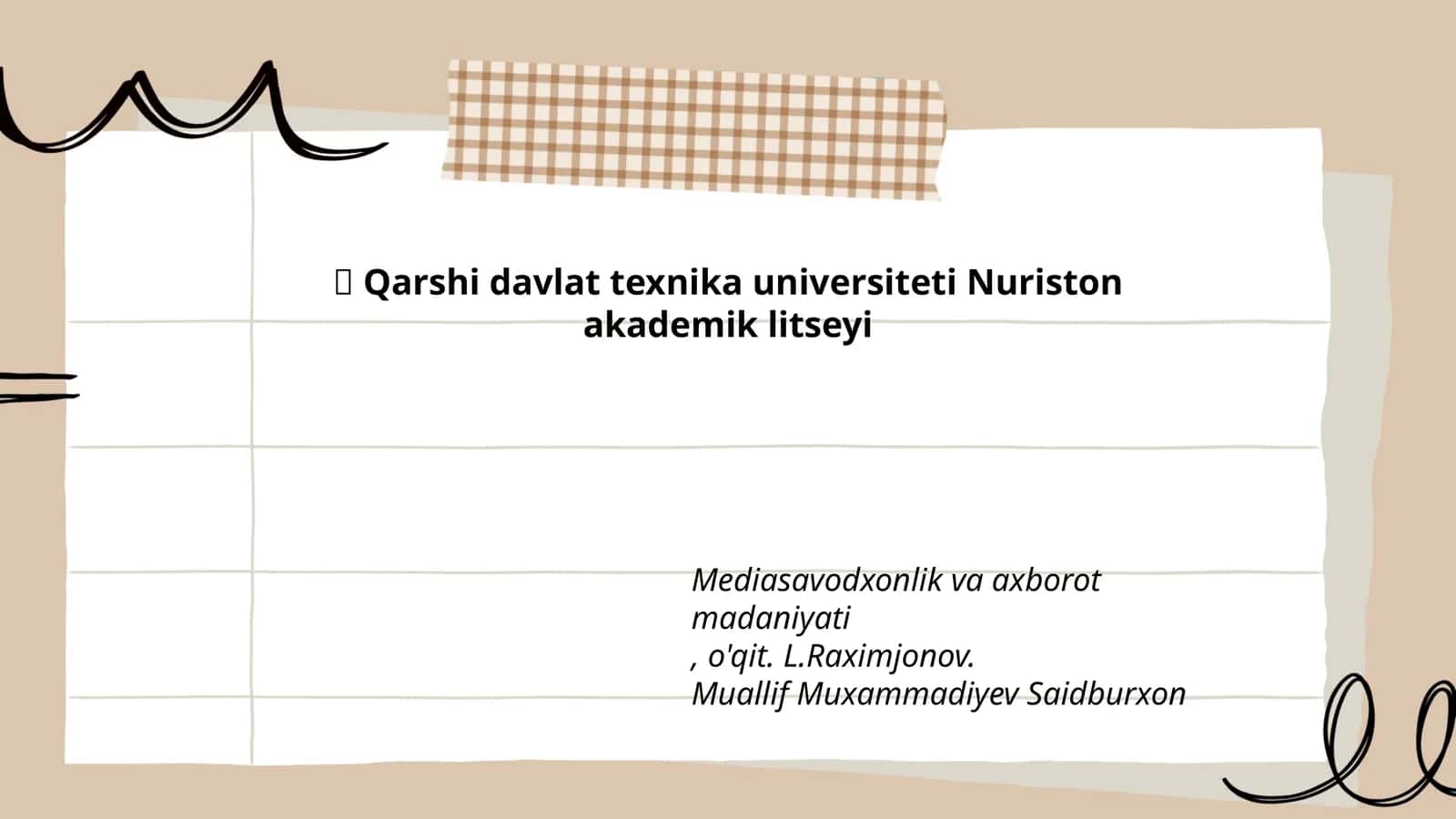 Qarshi davlat texnika universiteti Nuriston akademik litseyi