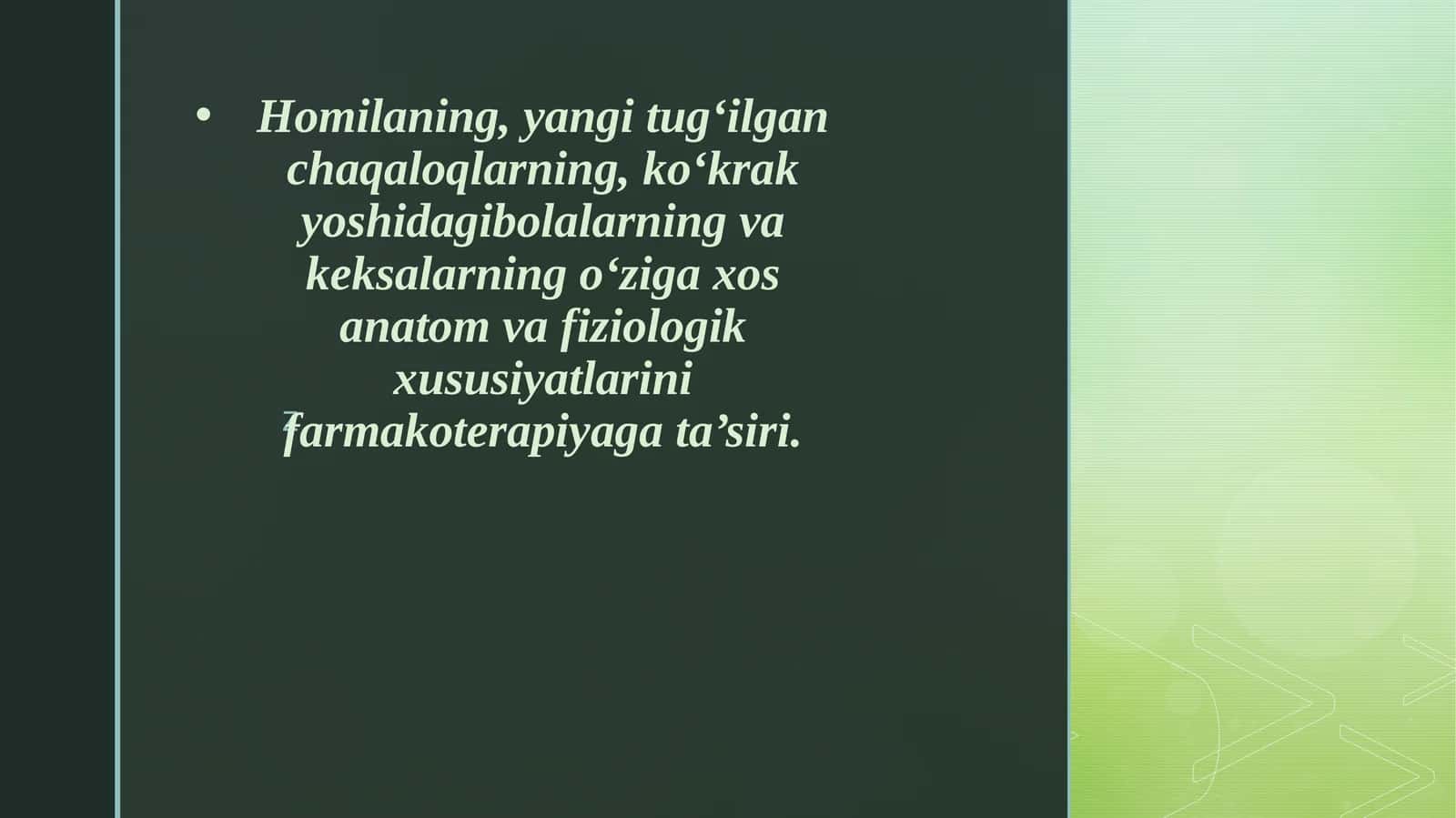 Homilaning anatomik va fiziologik xususiyatlari