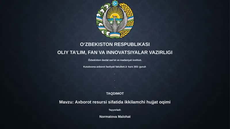 Axborot resursi sifatida ikkilamchi hujjat oqimi
