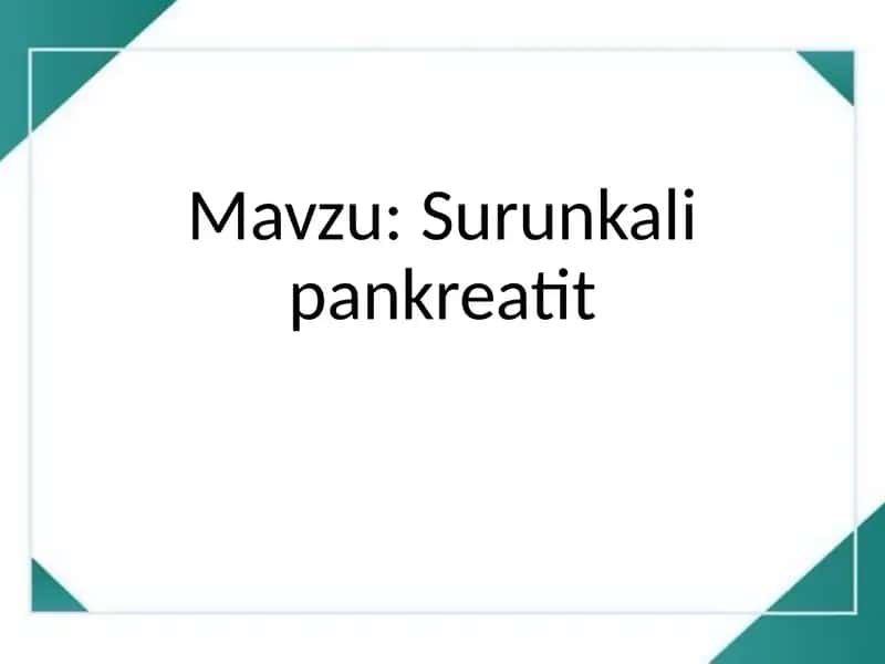 Surunkali pankreatit