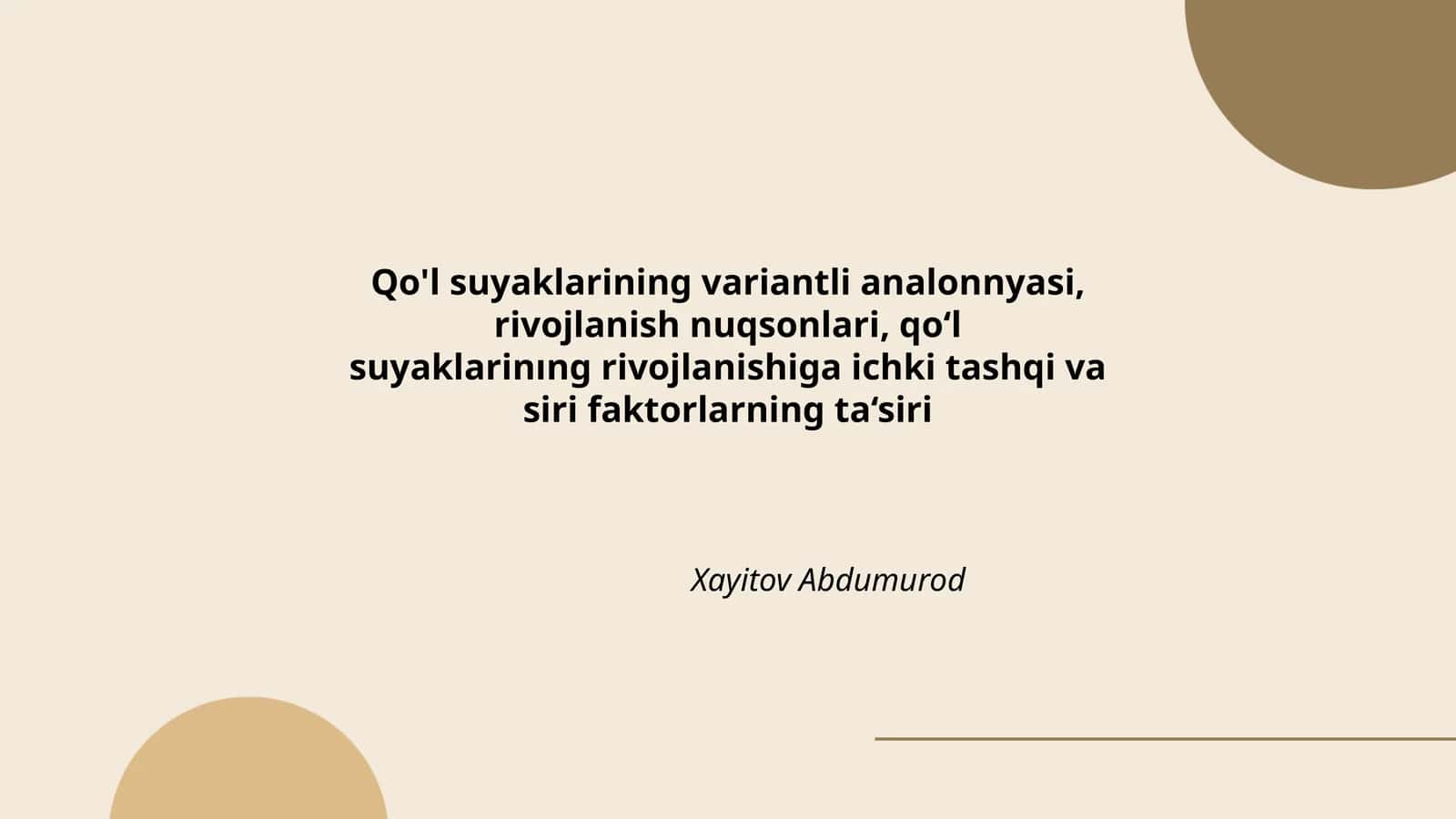 Qo‘l suyaklarining variantli analonnyasi