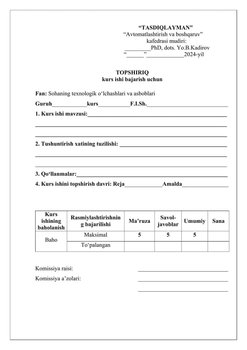 Avtomatlashtirish va boshqaruv