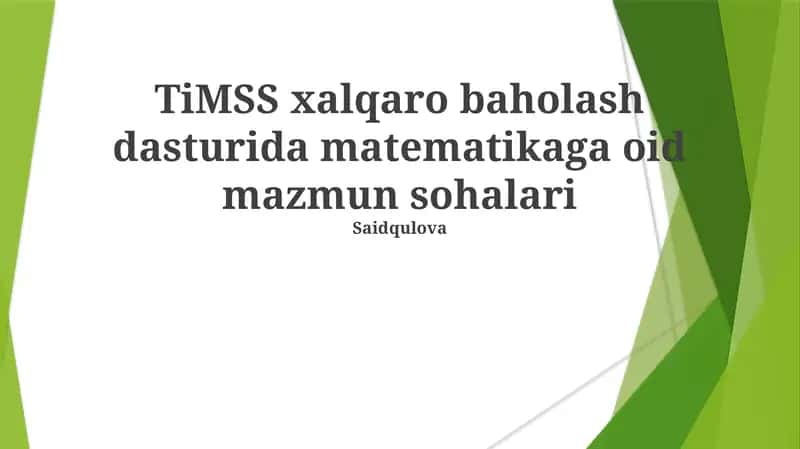 TiMSS xalqaro baholash dasturida matematikaga oid mazmun sohalari