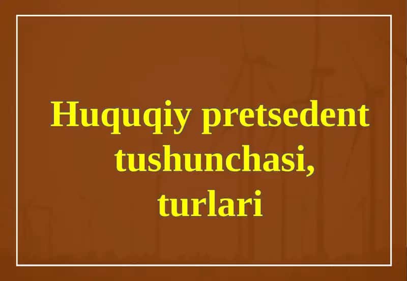 Huquqiy pretsedenttushunchasi, turlari