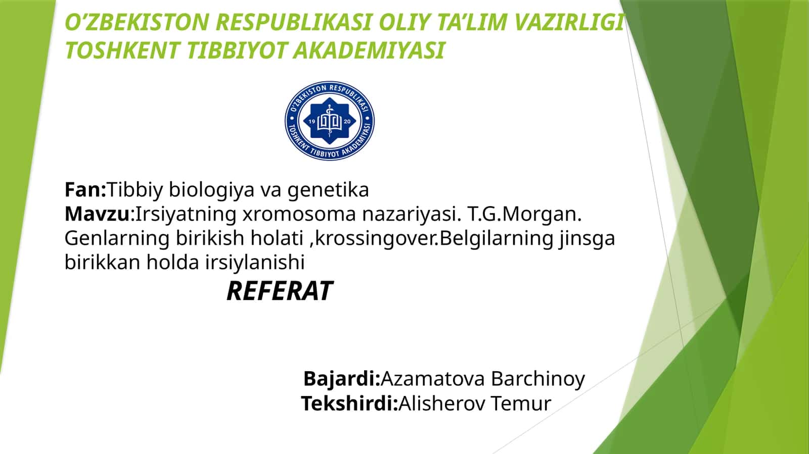 Tibbiybiologiyavagenetika