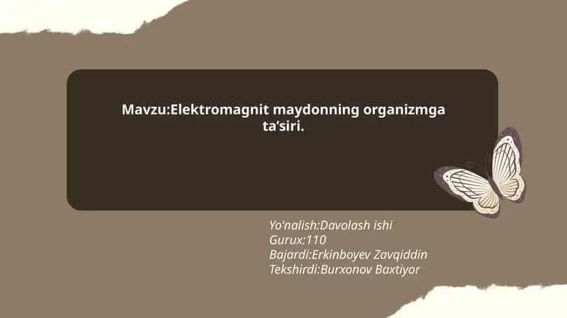 Elektromagnit maydonning organizmga ta’siri