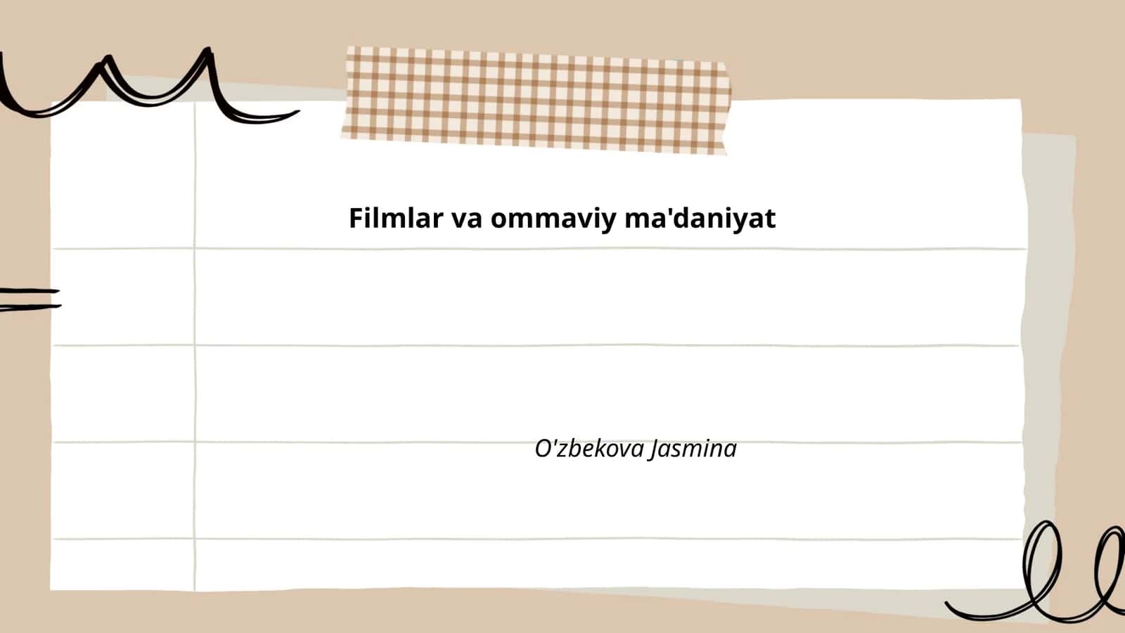 Filmlar va ommaviy ma'daniyat: O'zbekova Jasmina