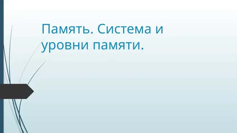 Память. Система и уровни памяти.