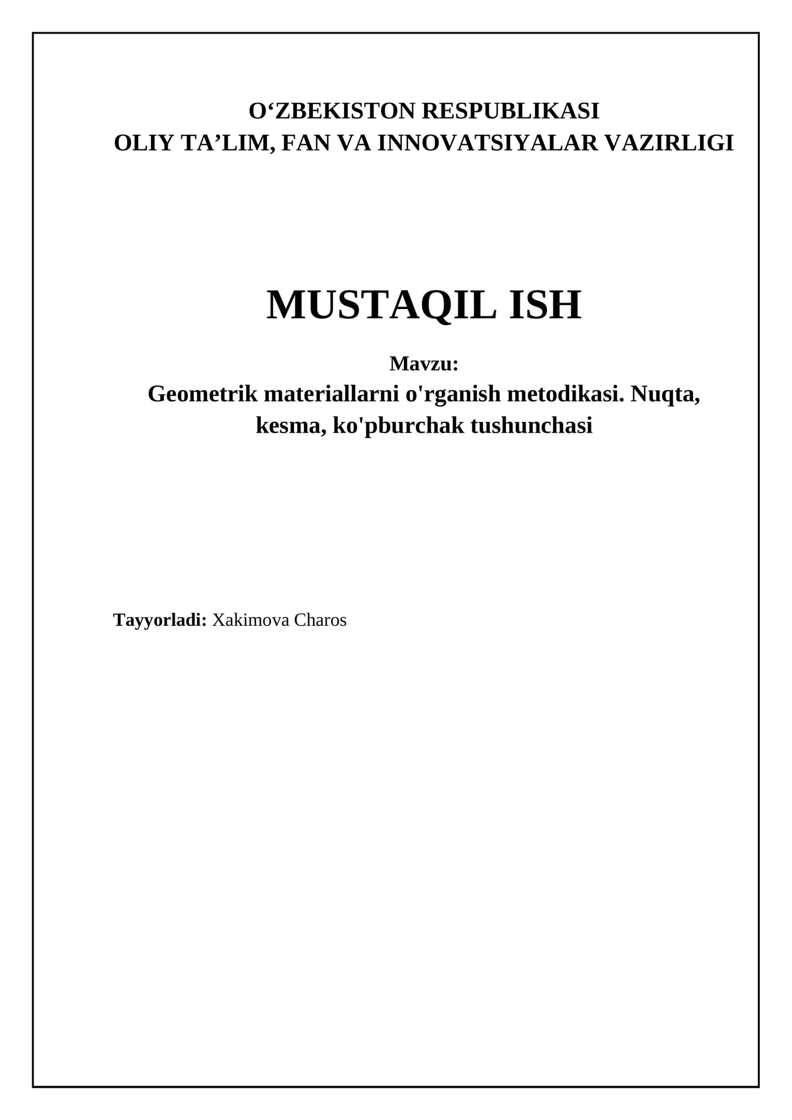 Geometrik materiallarni o'rganish metodlari