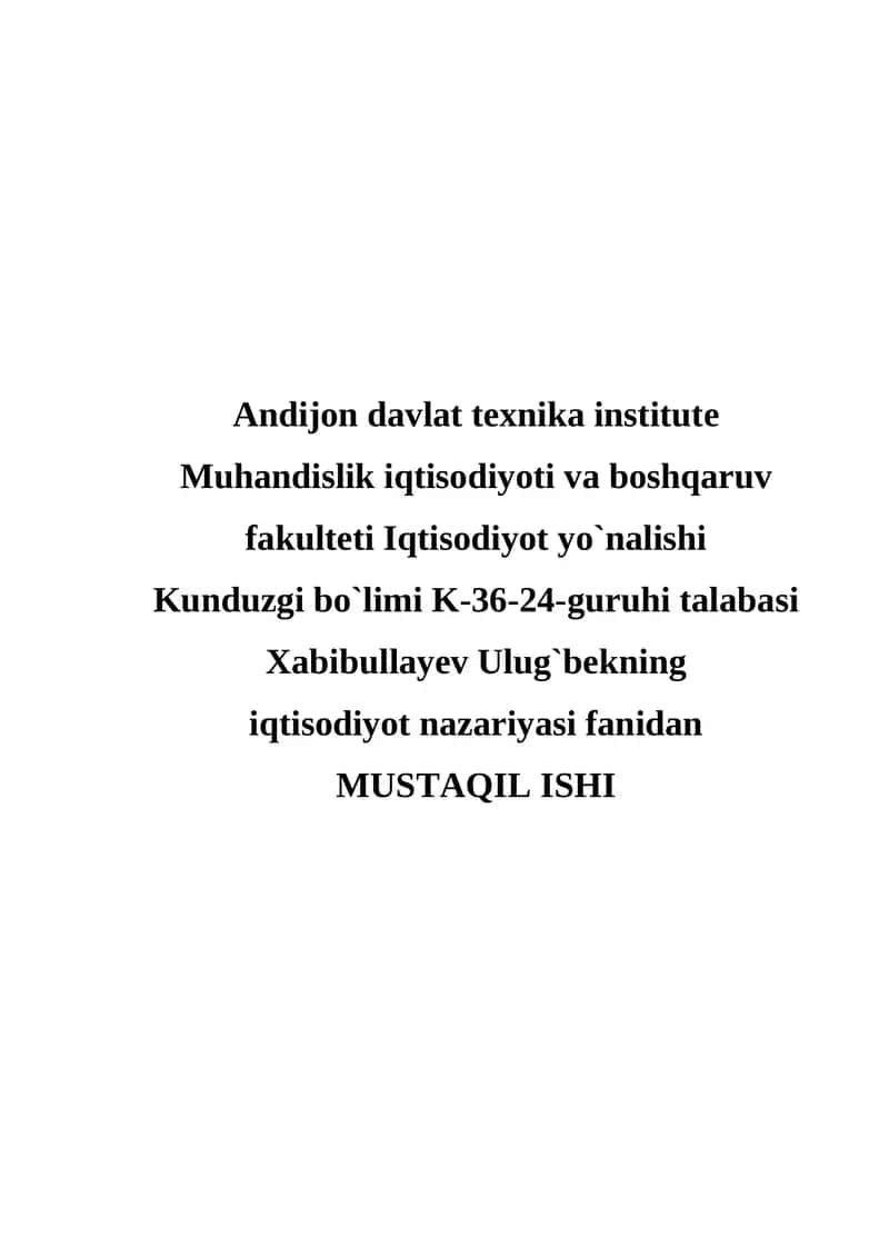 JAHONNING GLOBAL IQTISODIY MUAMMOLARI