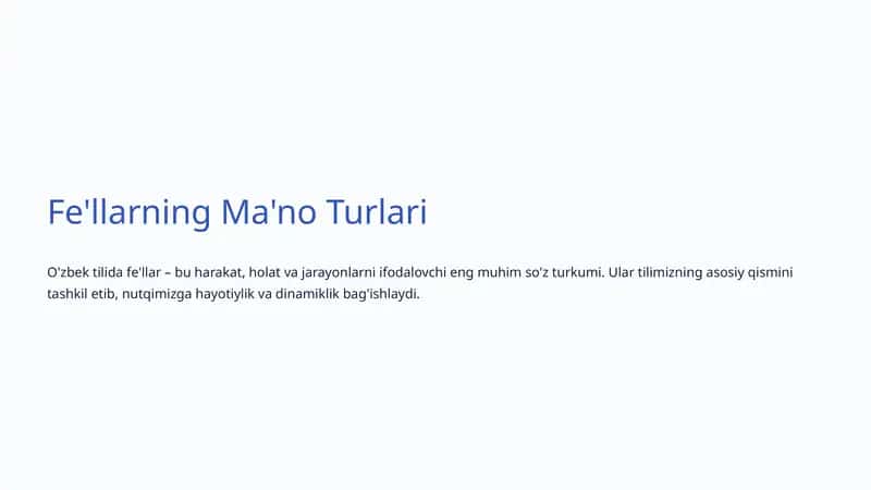 Fe'llarning Ma'no Turlari