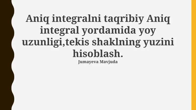 Aniq integralni taqribiy