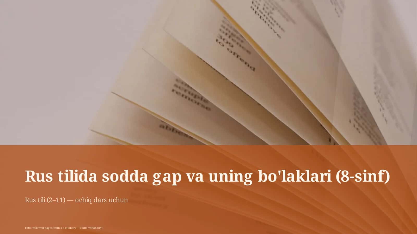 Rus tilida sodda gap va uning bo'laklari (8-sinf)