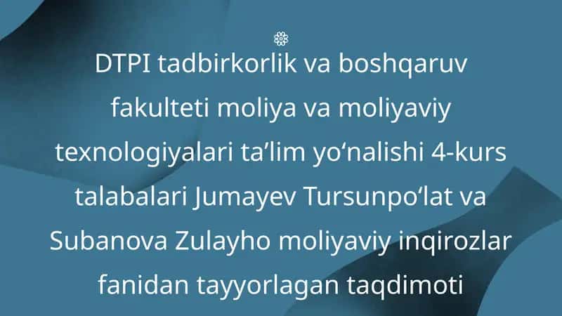 Moliya va moliyaviy texnologiyalar ta'lim yo'nalishi