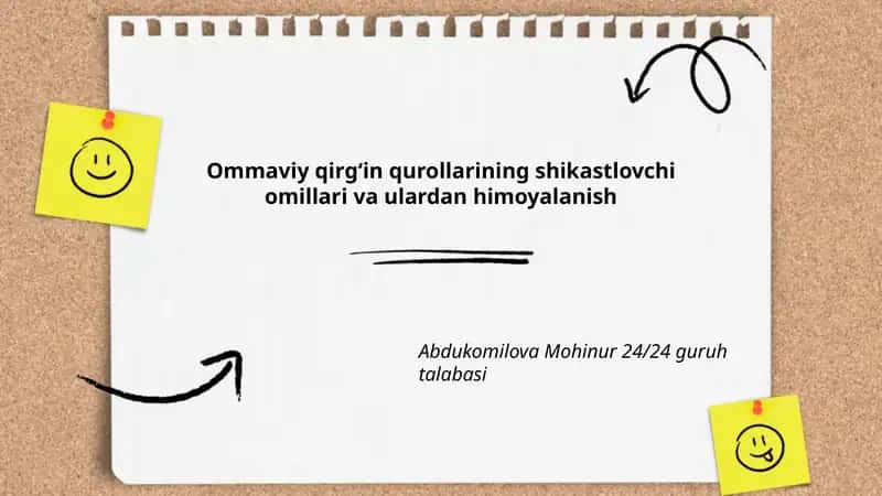 Ommaviy qirgʻin qurollarining shikastlovchi omillari va ulardan himoyalanish