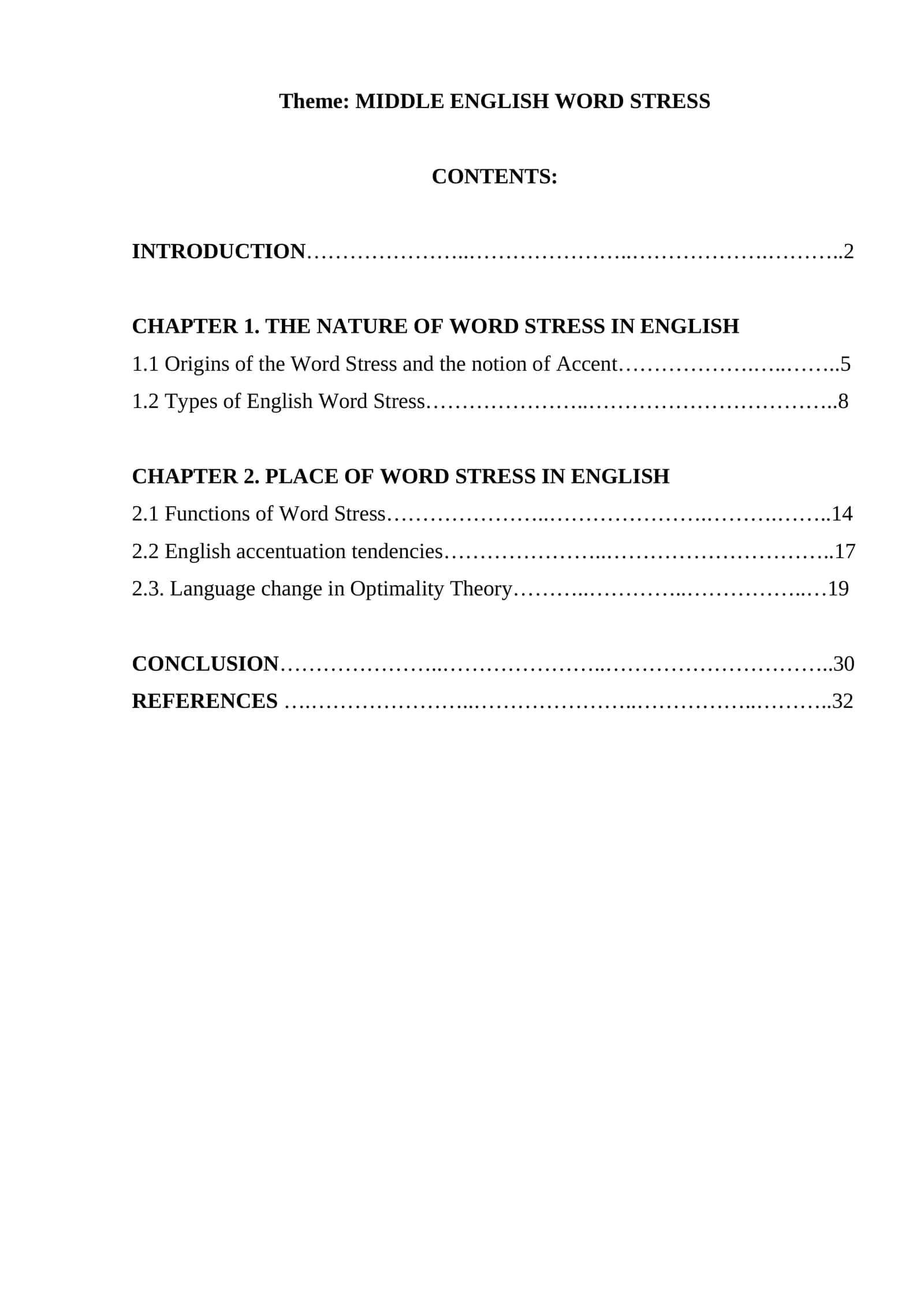 MIDDLE ENGLISH WORD STRESS