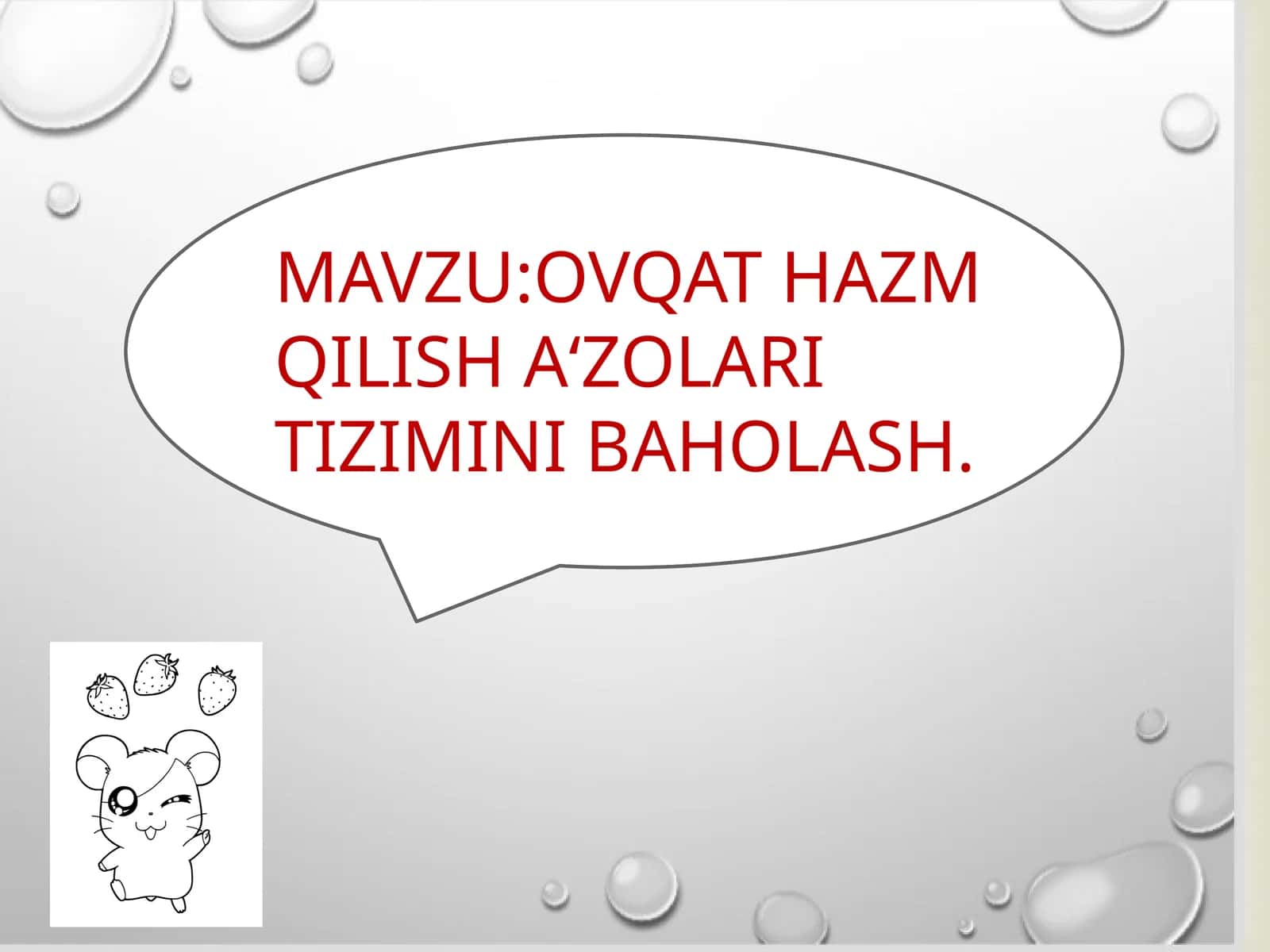 OVQAT HAZM QILISH A‘ZOLARI TIZIMINI BAHOLASH