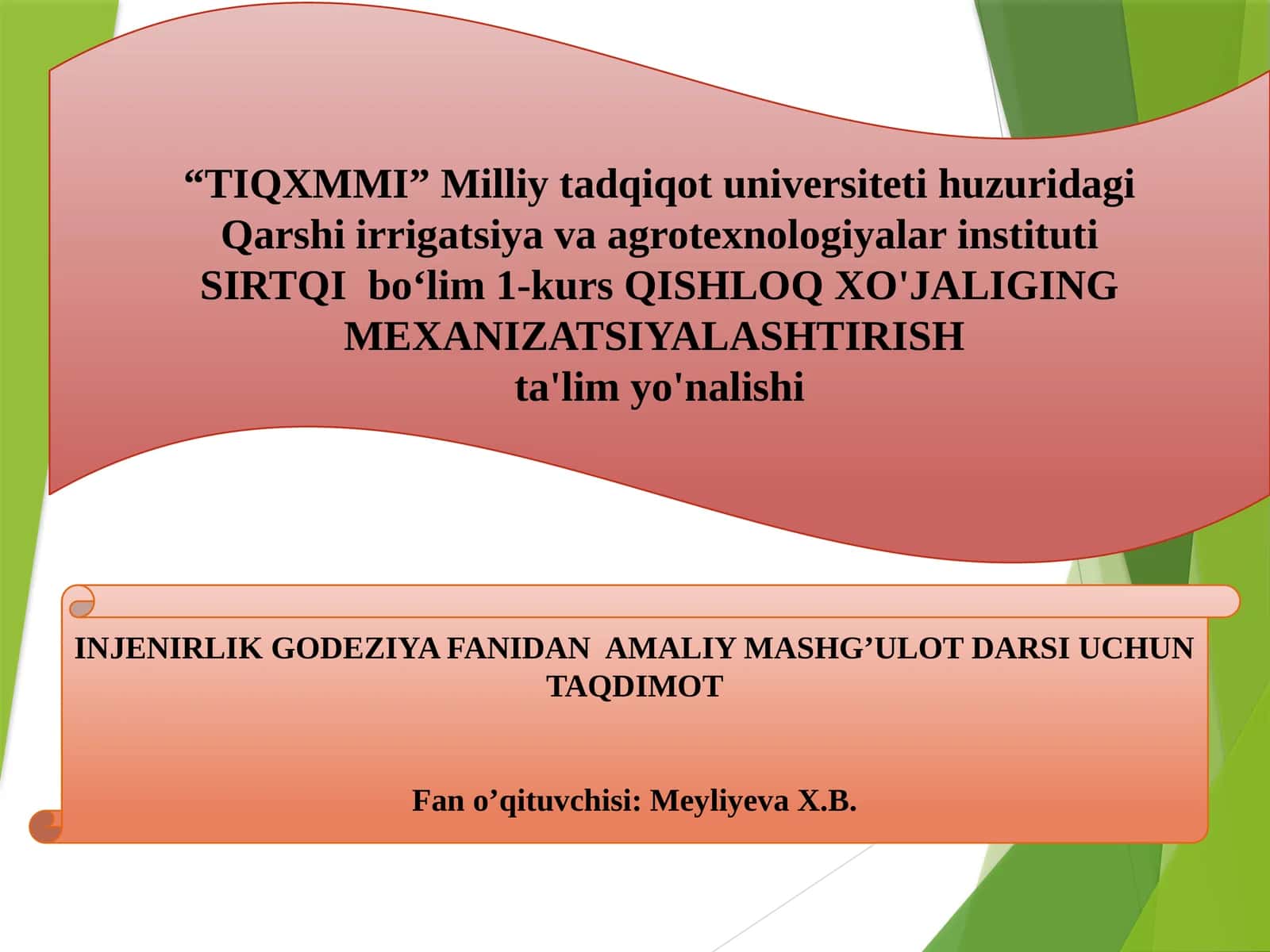 Topografik kartani o'qish va o'rganish