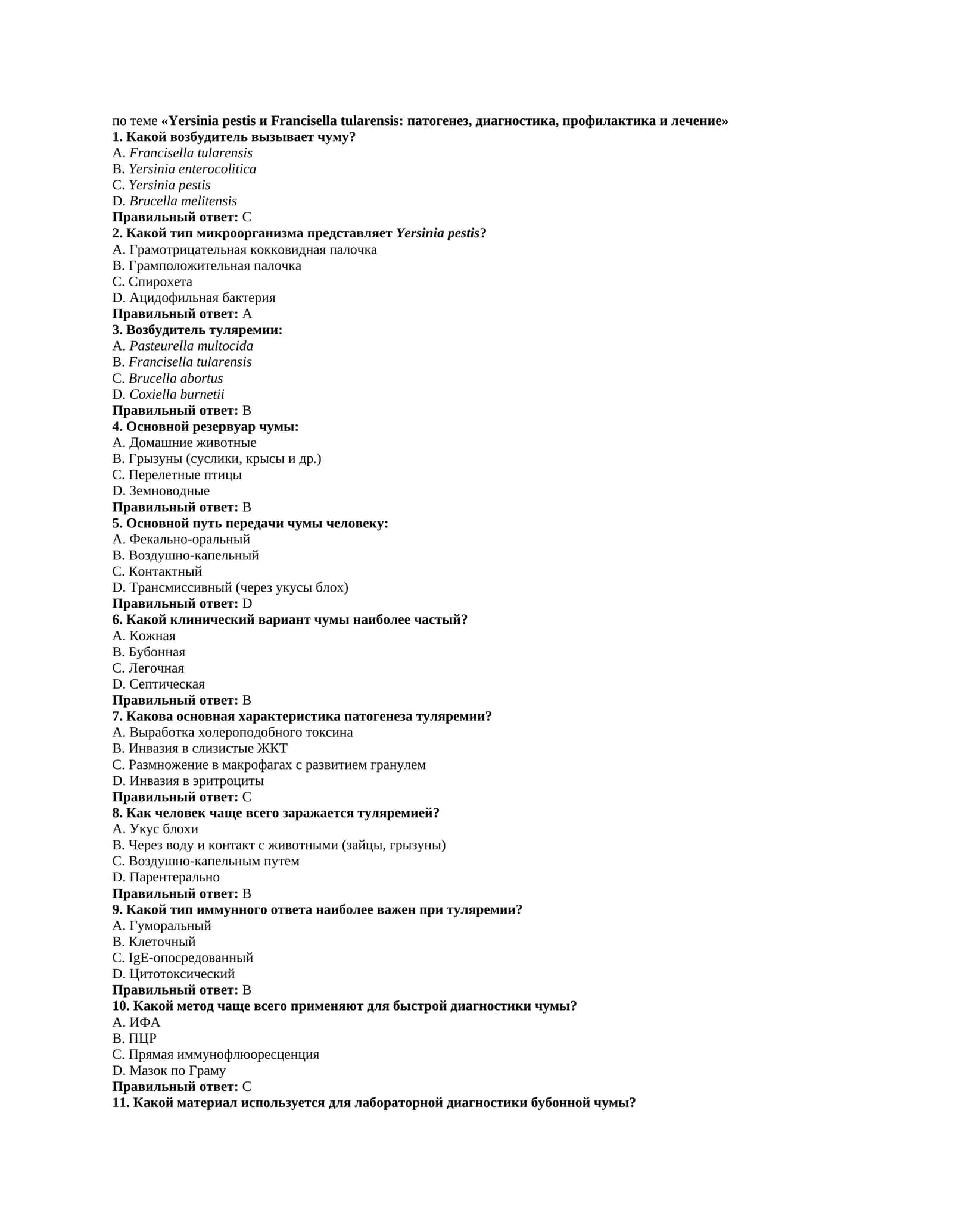 Yersinia pestis и Francisella tularensis: патогенез, диагностика, профилактика и лечение